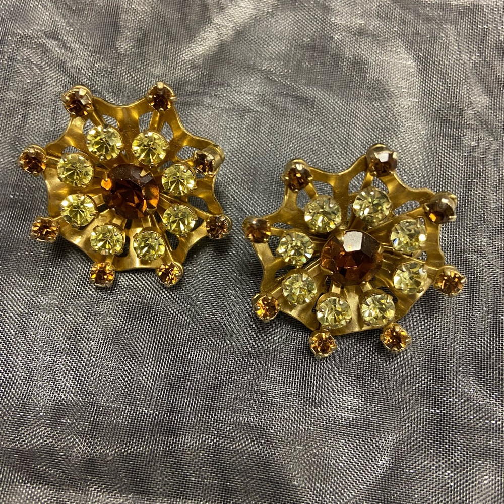 Vintage Colored Rhinestone Earrings